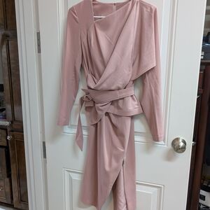 Elegant Pink Wrap Dress